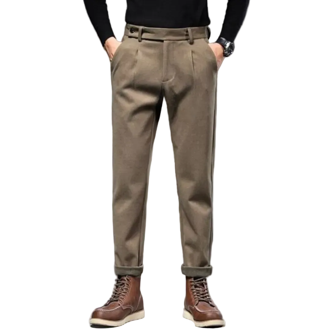 Heren Tapered Fit Plooibroek met Omslag 0