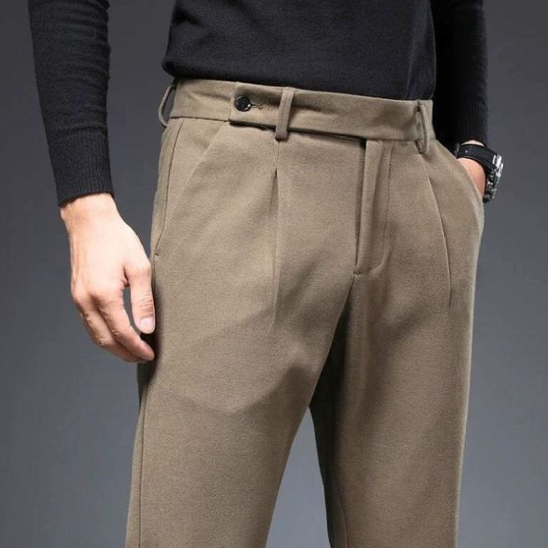 Heren Tapered Fit Plooibroek met Omslag 2