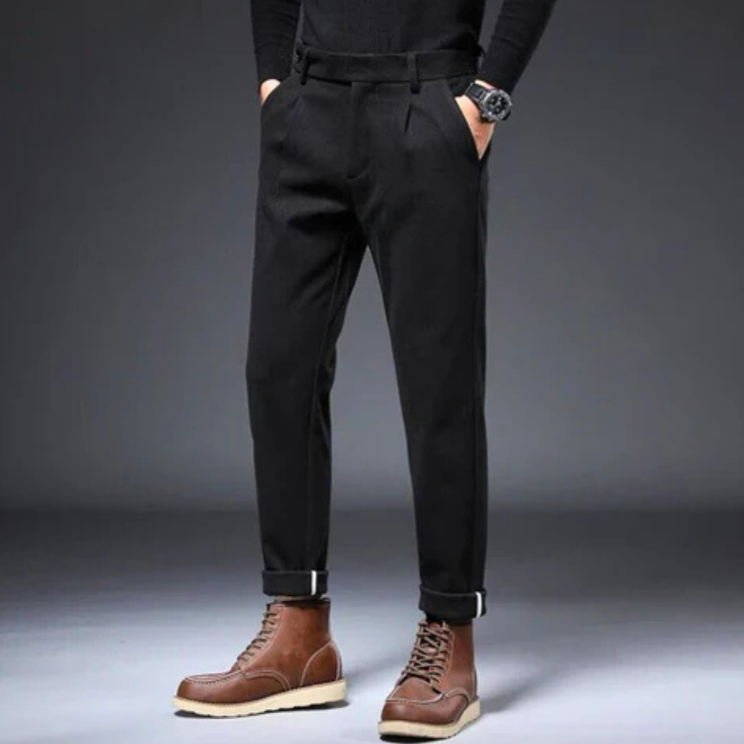 Heren Tapered Fit Plooibroek met Omslag 6