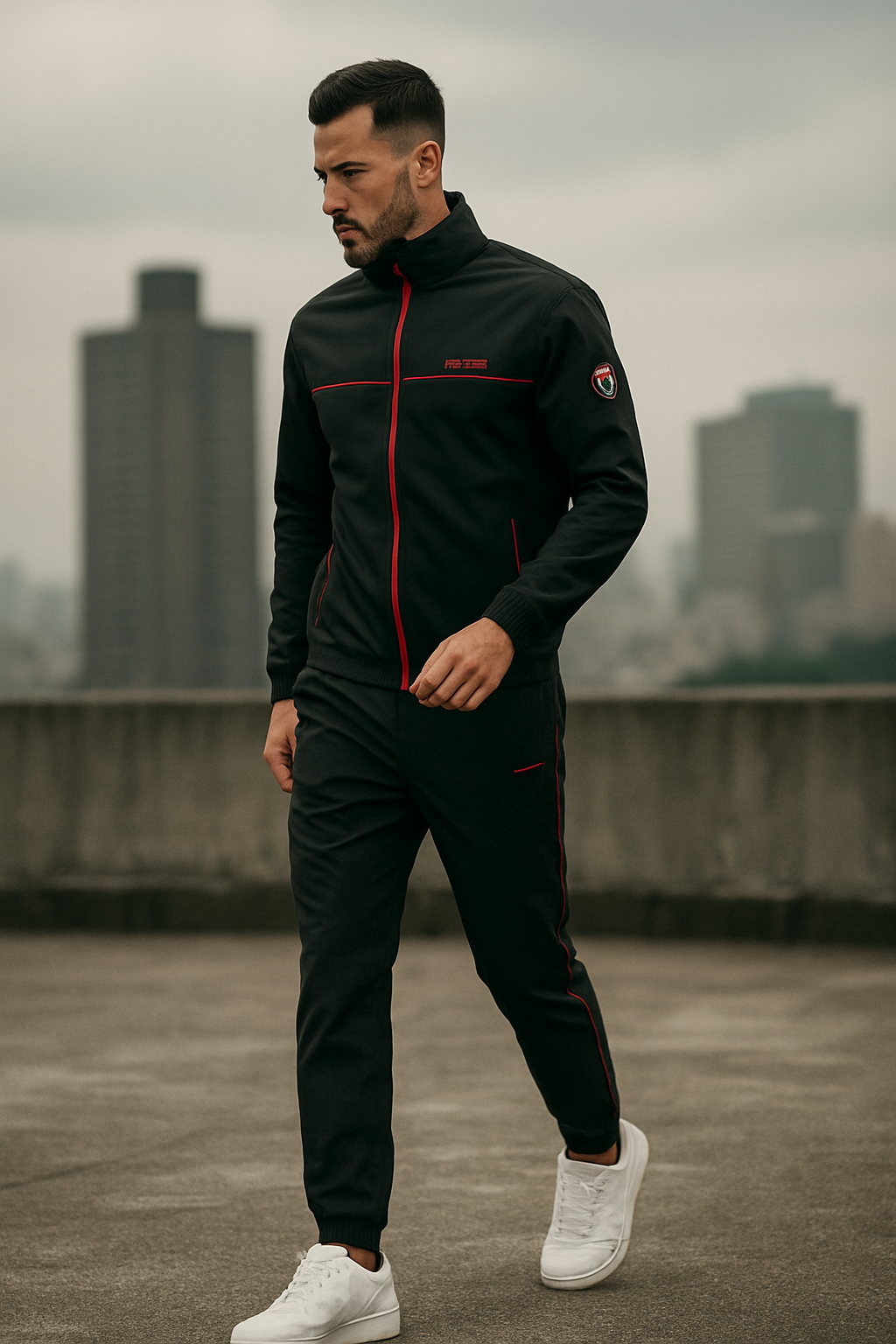 Heren Trainingspak Sportief Met Hoge Kraag En Zachte Gemengde Stof 2