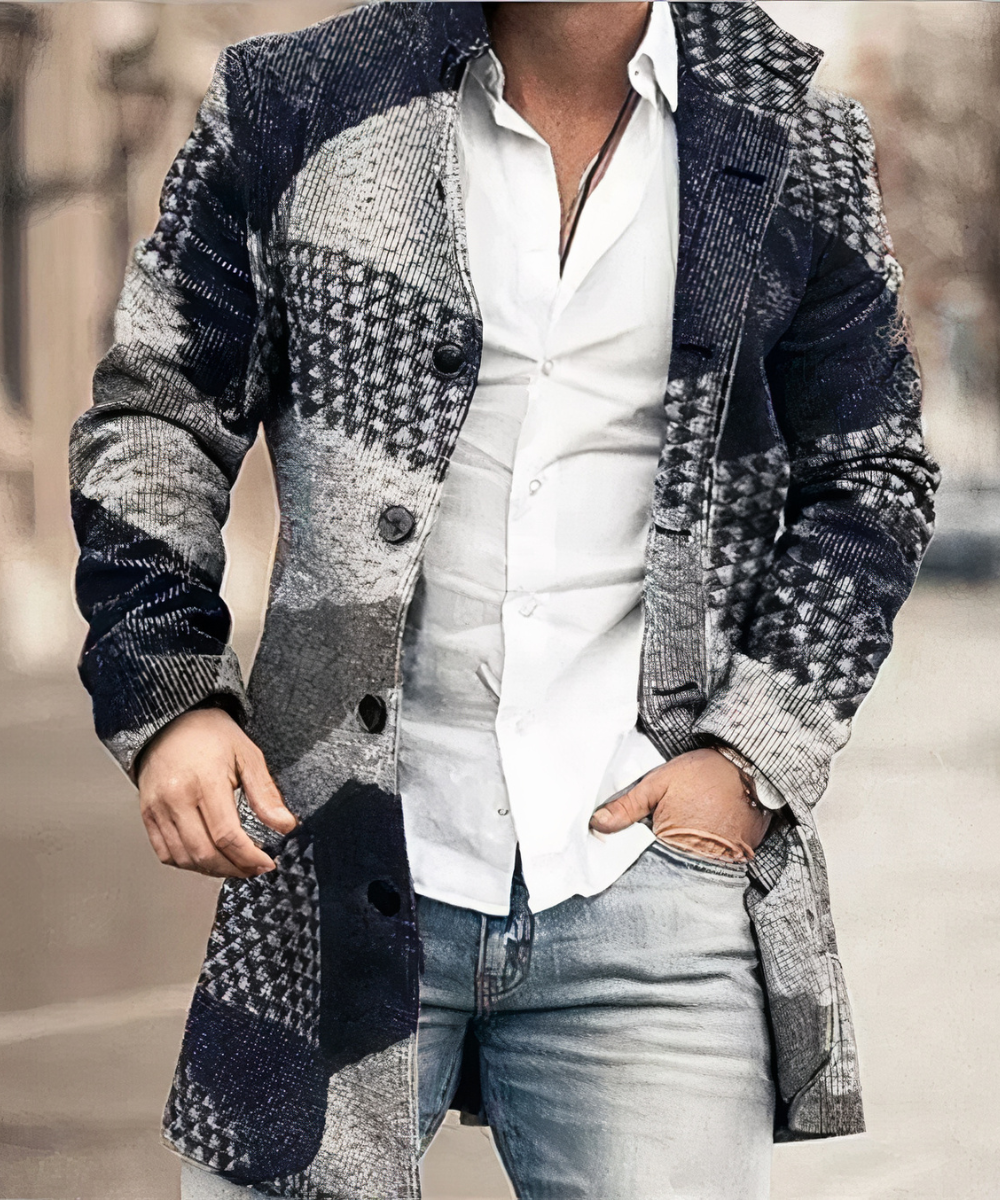 Heren Trenchcoat Bruin Met V-Hals en Lange Lengte 1