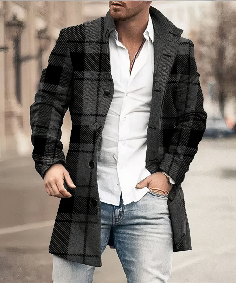 Heren Trenchcoat Bruin Met V-Hals en Lange Lengte 2