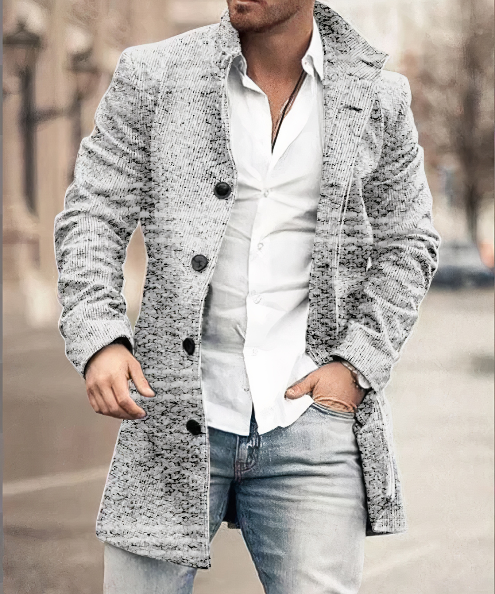 Heren Trenchcoat Bruin Met V-Hals en Lange Lengte 4