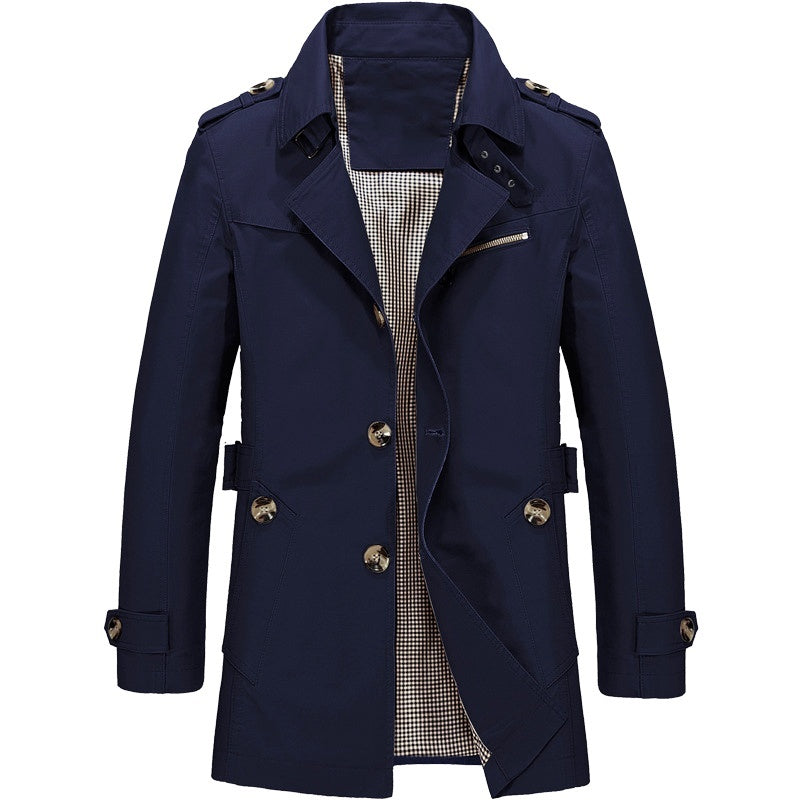 Heren Trenchcoat Dubbelgeknoopte Structuur Soft Blended 3