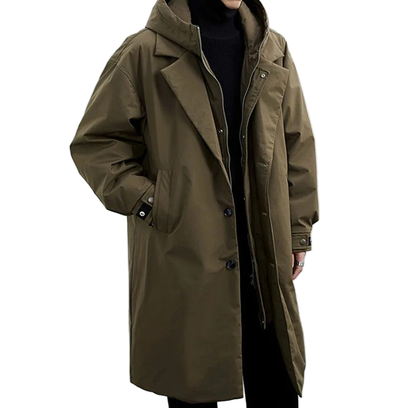Heren Trenchcoat Lange Pufferstijl 0