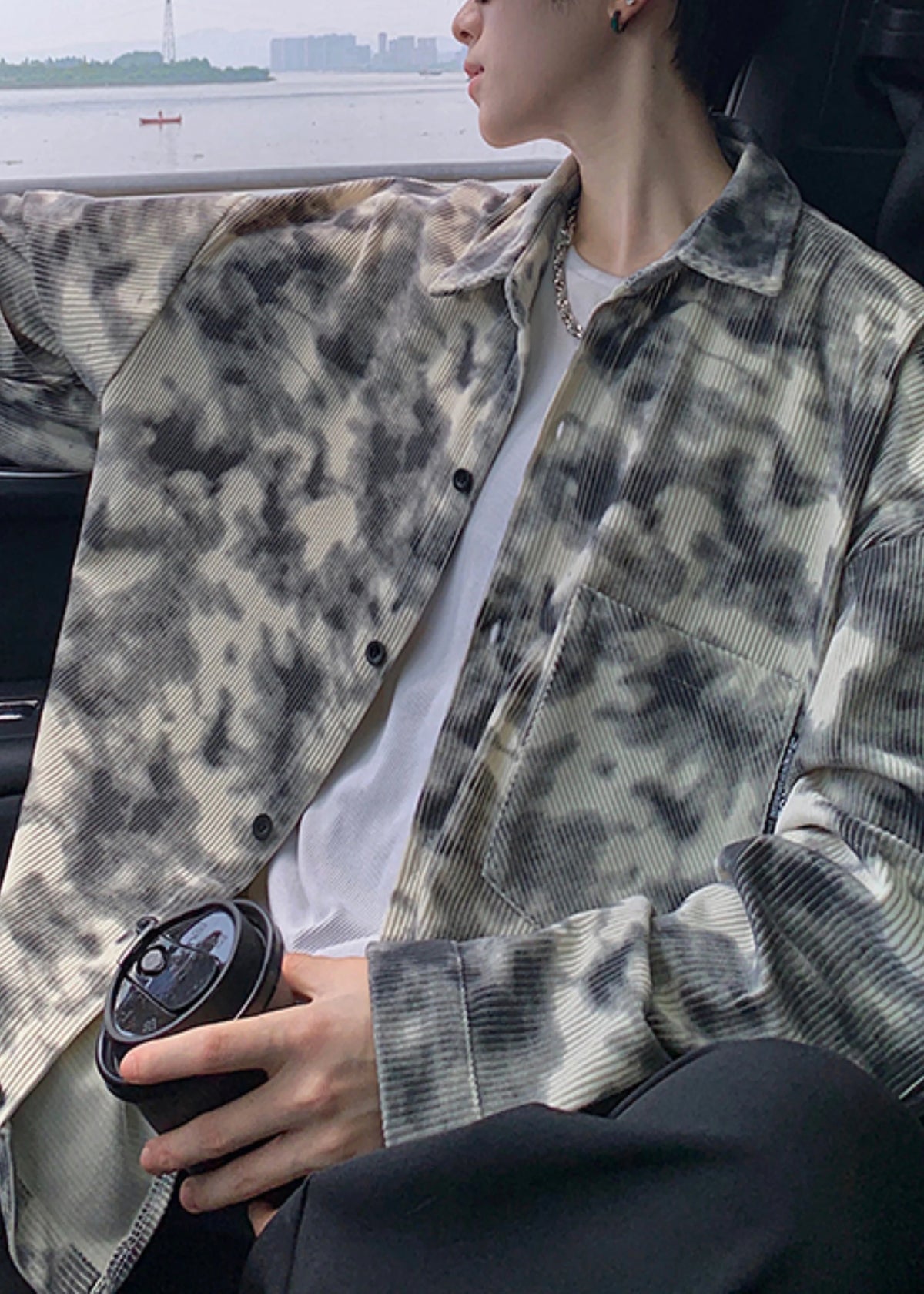 Heren Trenchcoat Oversized Tie-Dye Stijl 0