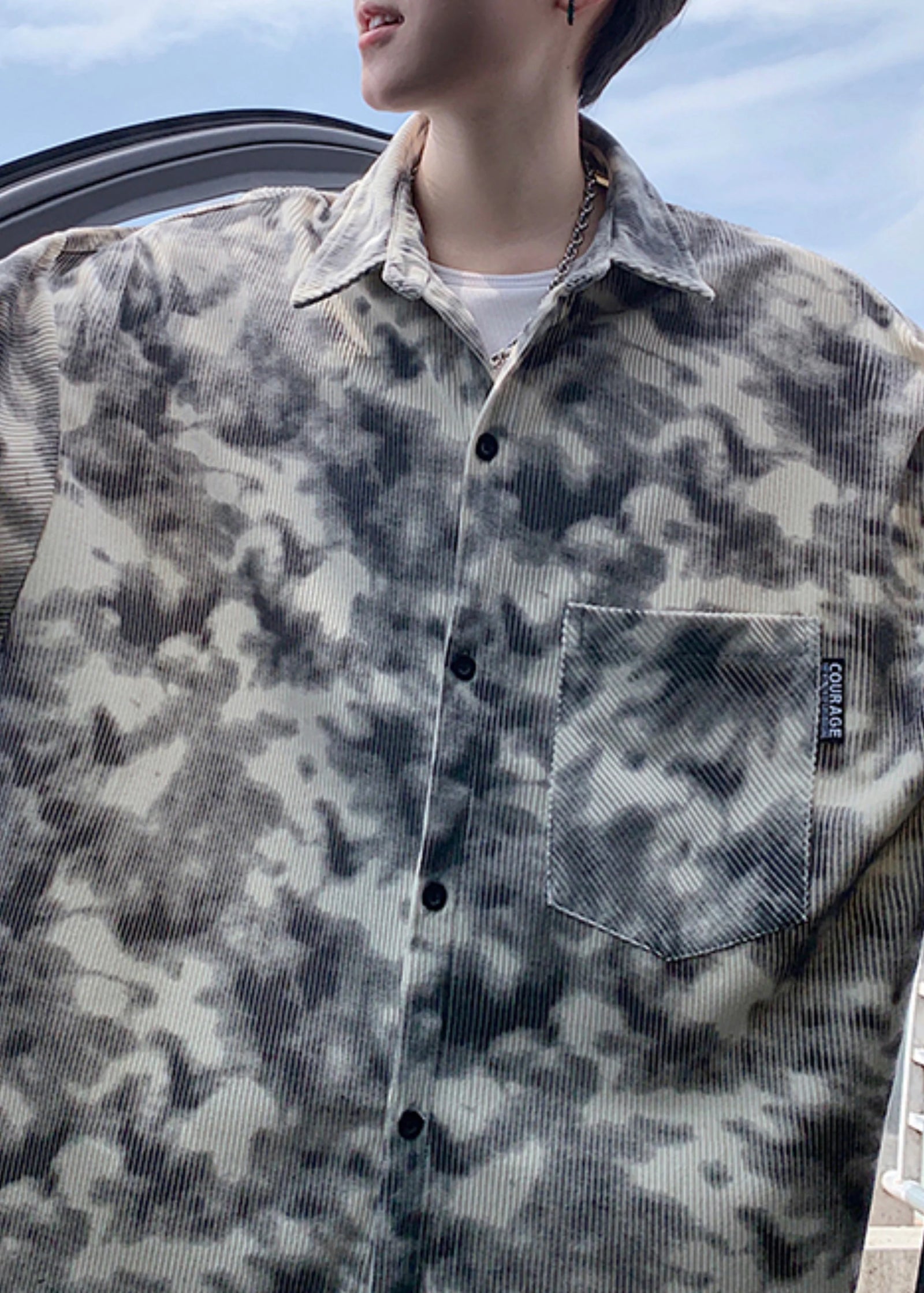 Heren Trenchcoat Oversized Tie-Dye Stijl 4