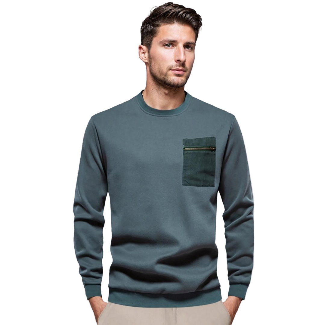 Heren Trui Crewneck Met Ritszak Casual 0