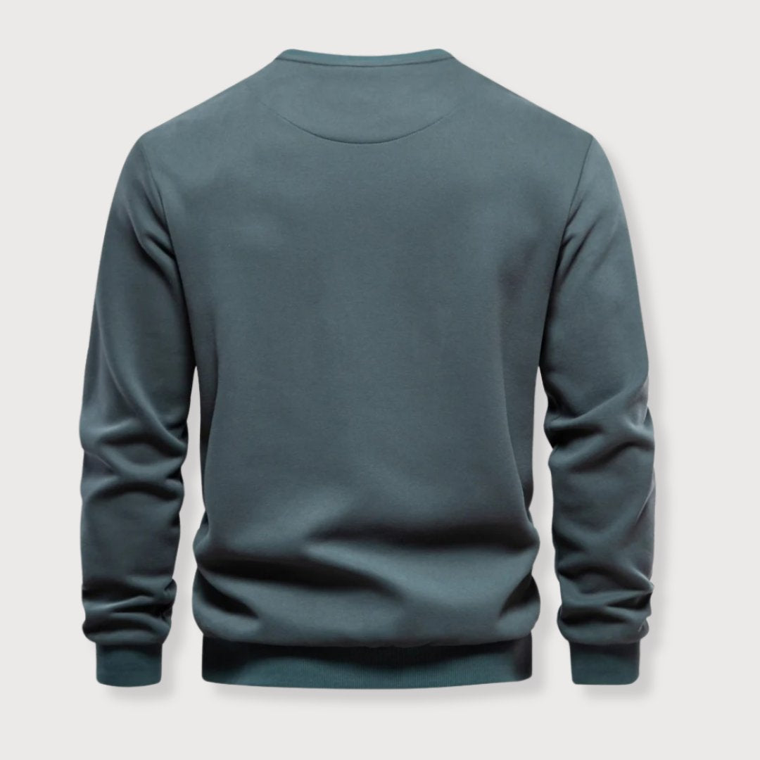 Heren Trui Crewneck Met Ritszak Casual 3