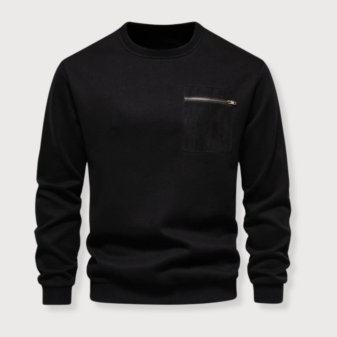 Heren Trui Crewneck Met Ritszak Casual 4