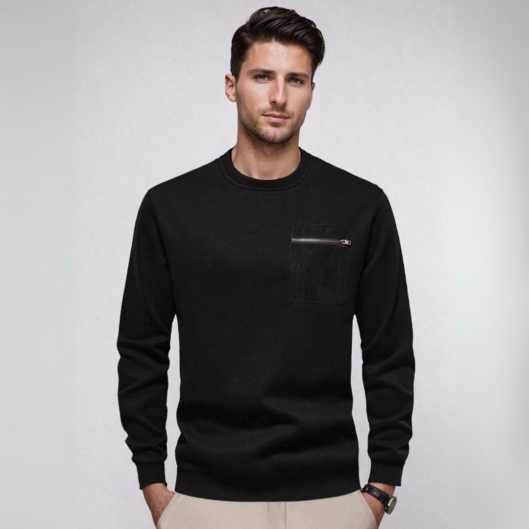 Heren Trui Crewneck Met Ritszak Casual 6
