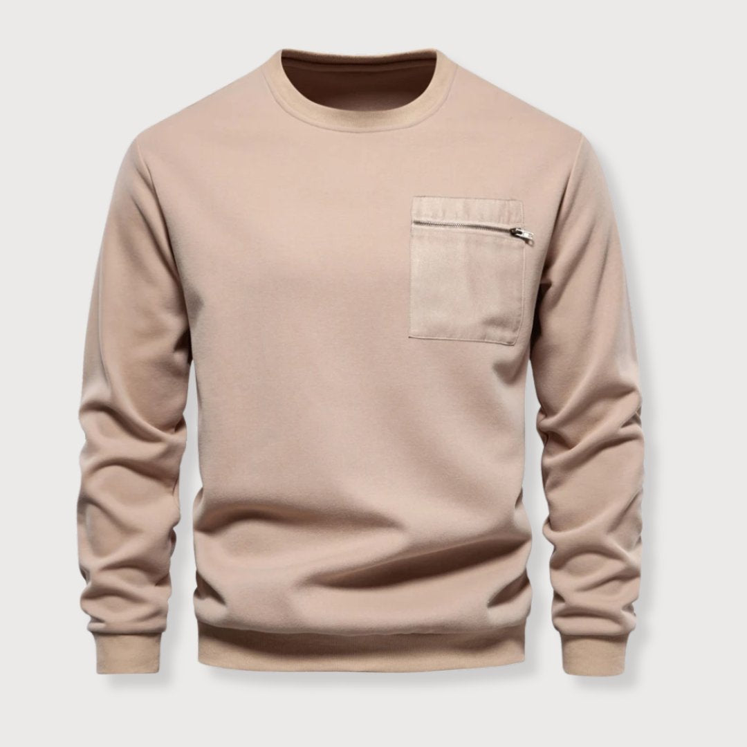 Heren Trui Crewneck Met Ritszak Casual 7