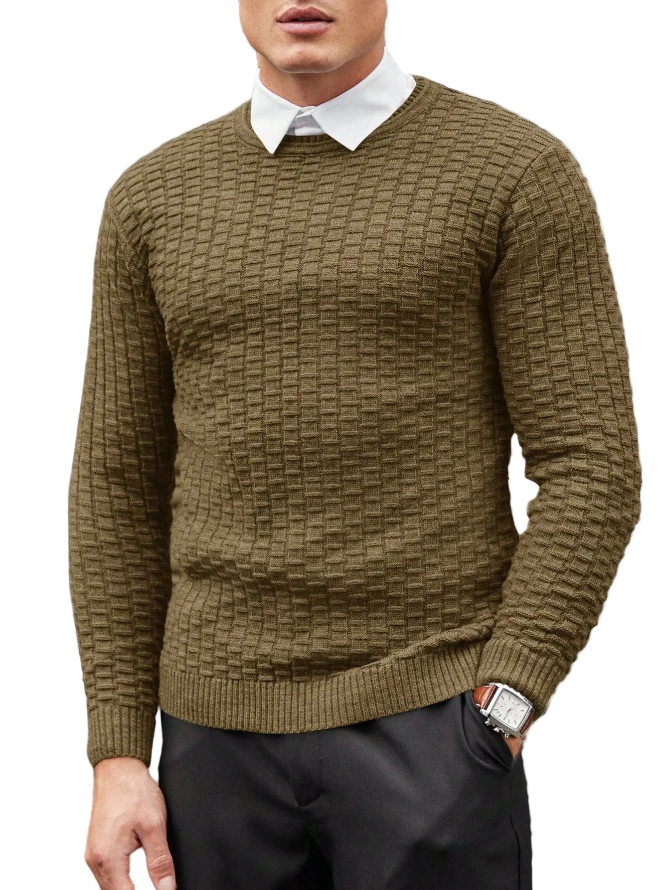 Heren Trui Jacquarddesign Modern Voor Casual En Formele Gelegenheden 0