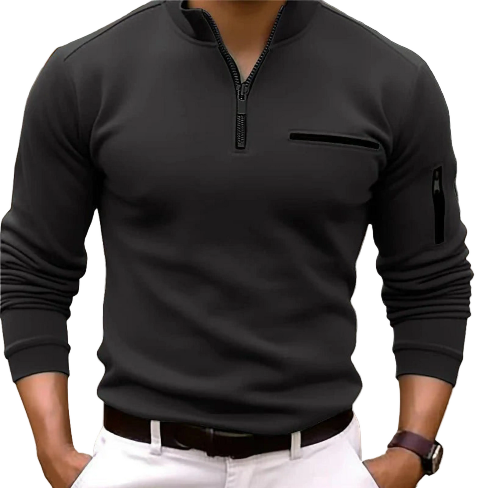 Heren Trui Met Rits Casual Stijl 0
