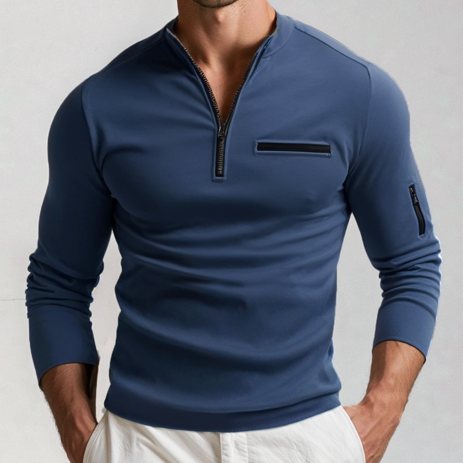 Heren Trui Met Rits Casual Stijl 4