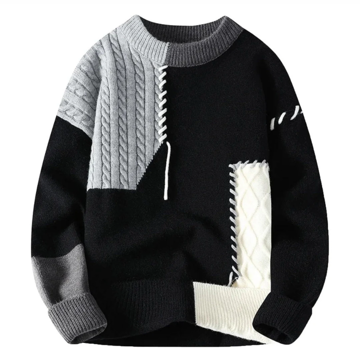 Heren Trui Patchwork Stijl 4