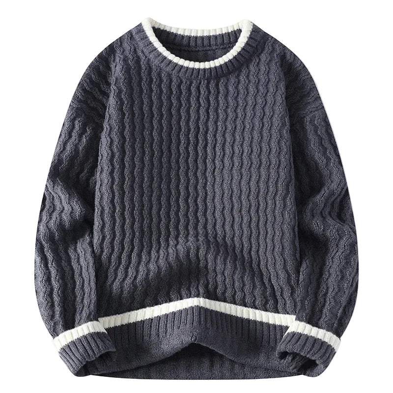 Heren Trui Relaxed Fit met Gestreepte Afwerking 0