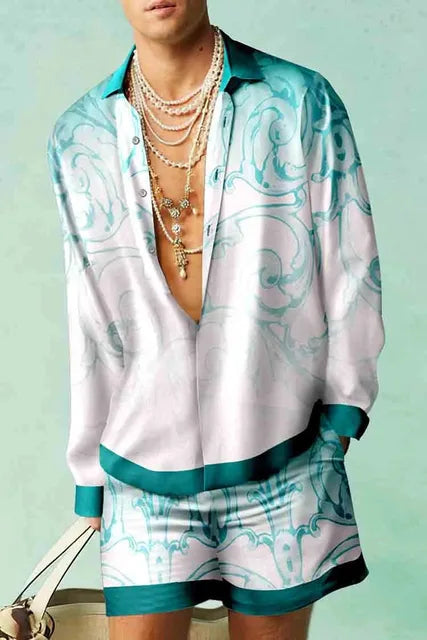 Heren Tweedelige Hawaiiaanse Set Casual 1