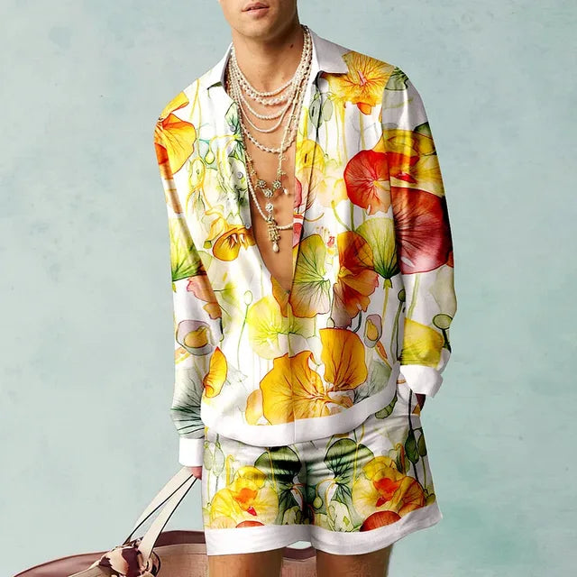 Heren Tweedelige Hawaiiaanse Set Casual 8