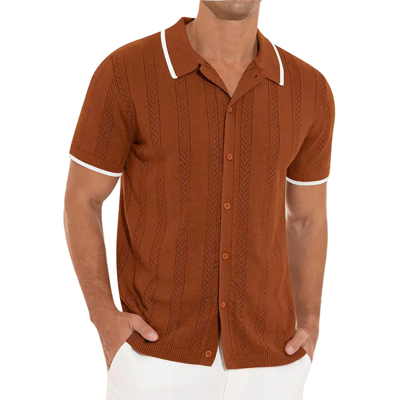 Heren Vest Casual Met Open Patroon Korte Mouwen 0