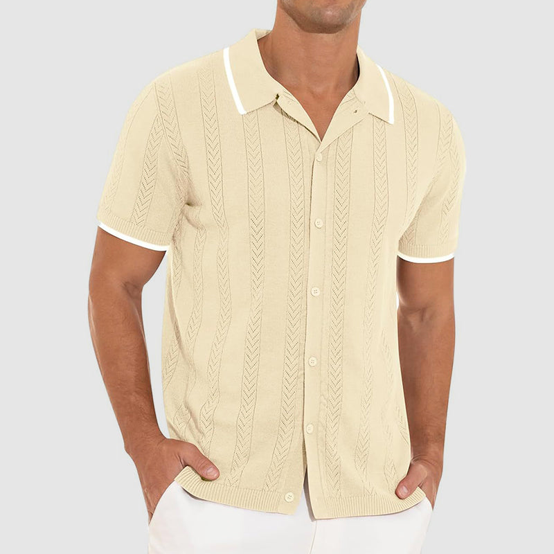 Heren Vest Casual Met Open Patroon Korte Mouwen 1