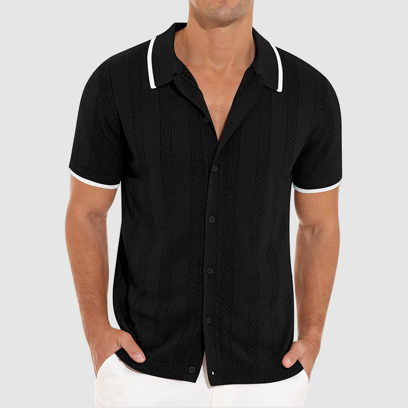 Heren Vest Casual Met Open Patroon Korte Mouwen 2