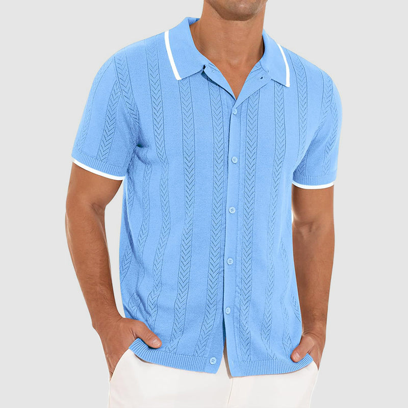 Heren Vest Casual Met Open Patroon Korte Mouwen 3