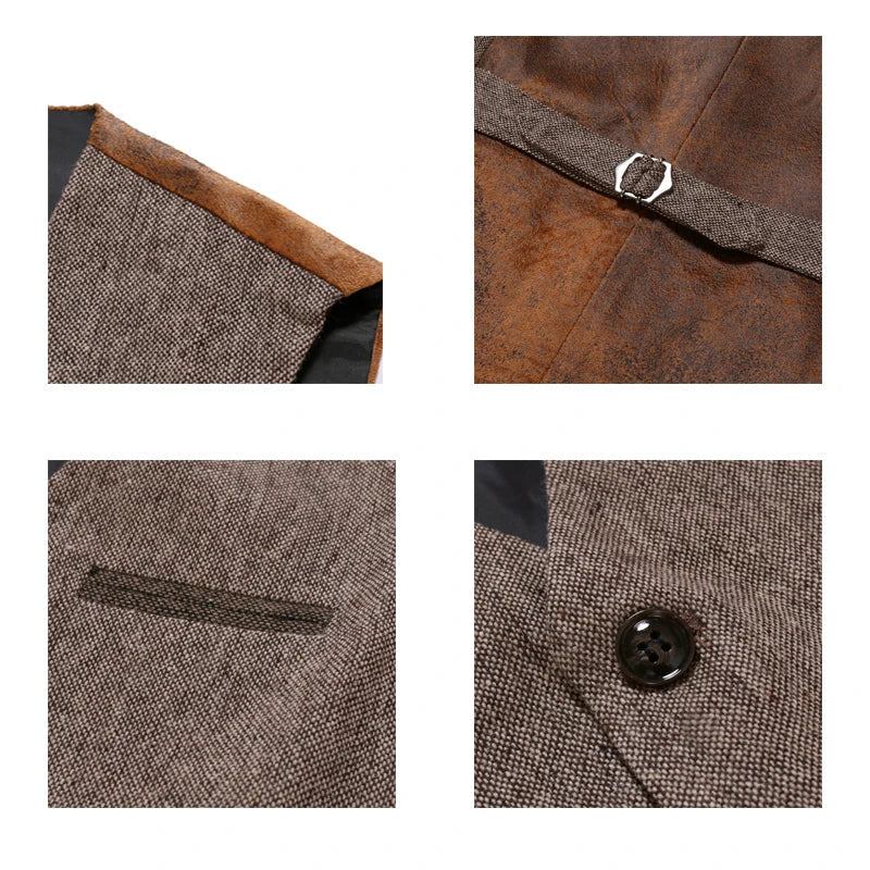 Heren Vest V-hals Omkeerbaar Vintage Stijl 3