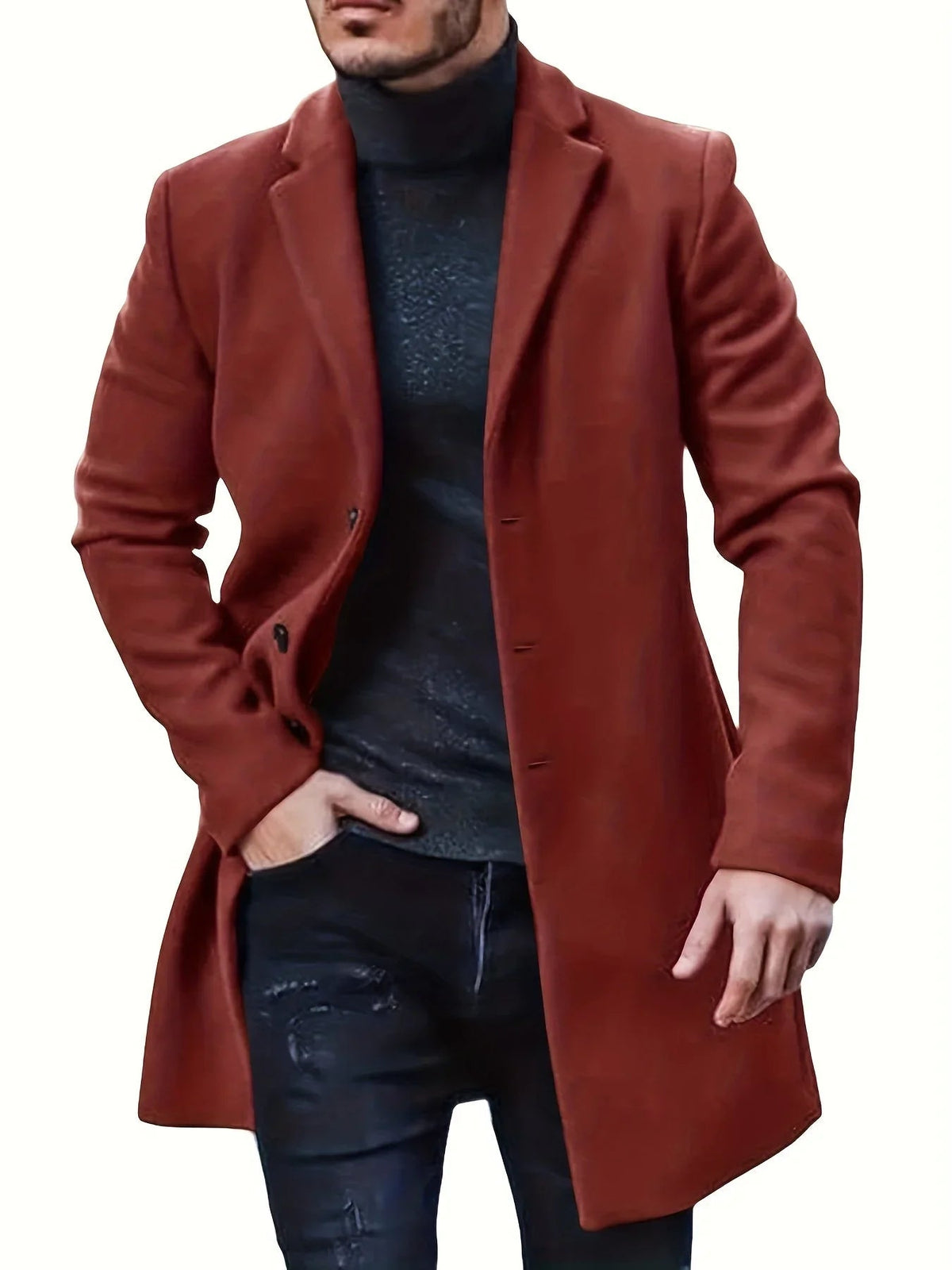 Heren Winterjack met Enkele Rij Knopen 5