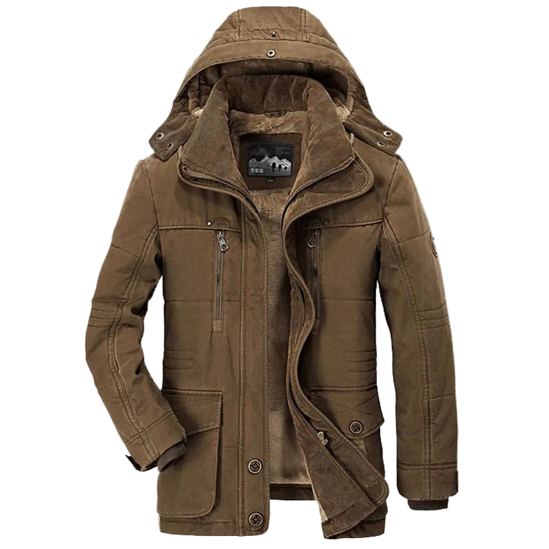 Heren Winterjas Fleece Gevoerd met Diepe Zakken 0