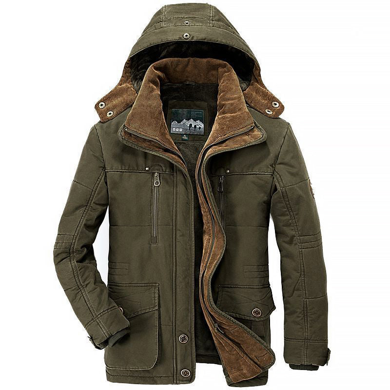 Heren Winterjas Fleece Gevoerd met Diepe Zakken 1