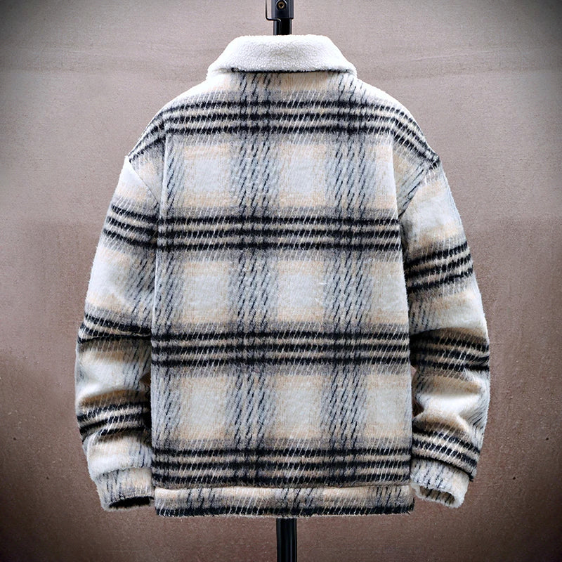 Heren Winterjas Geruit met Fleece Binnenvoering 3