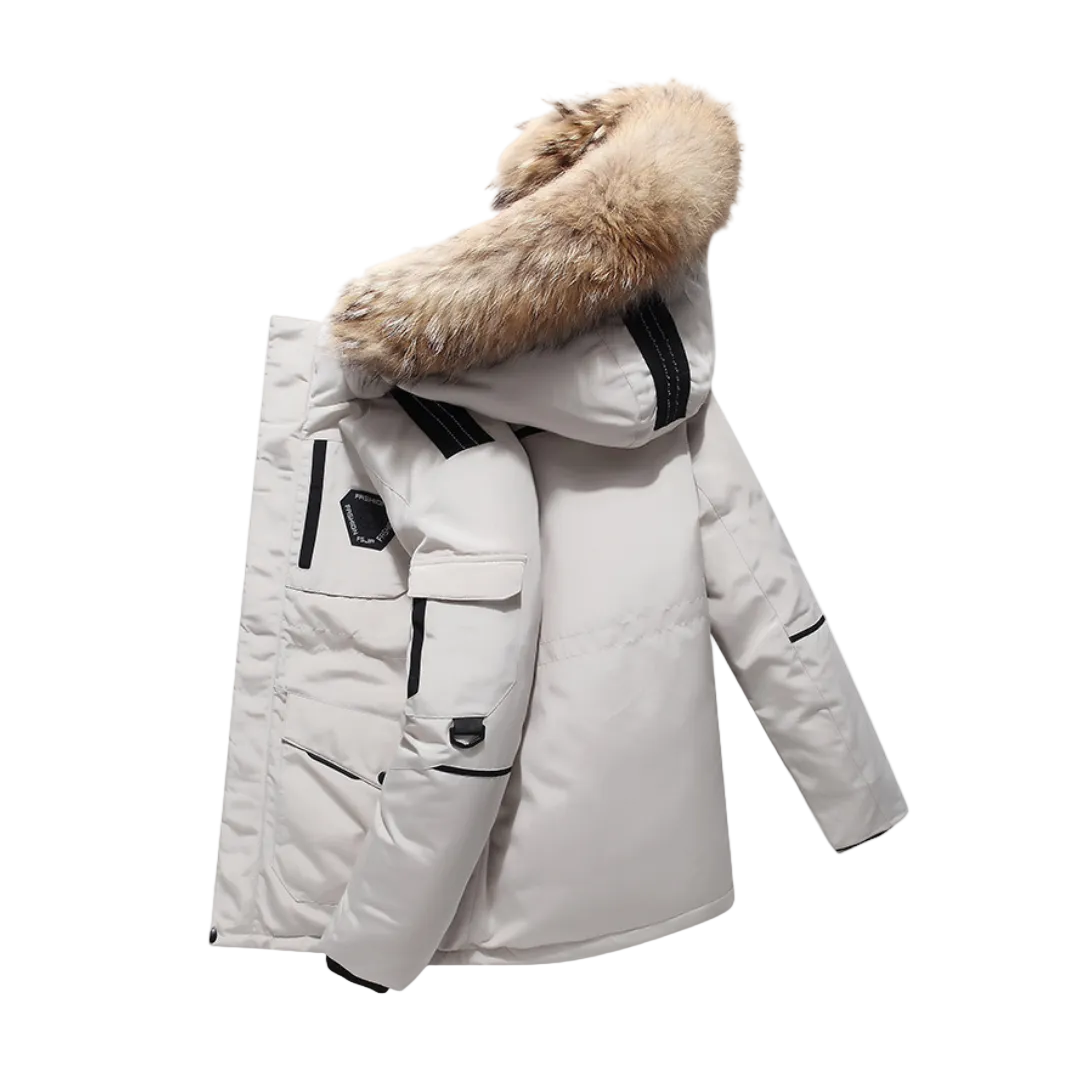 Heren Winterjas Met Imitatiebont Kraag 0