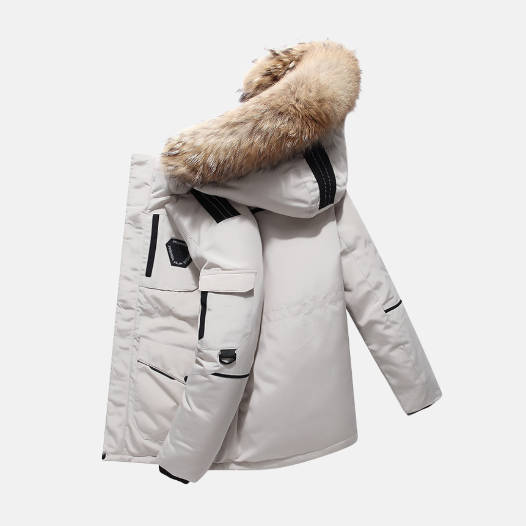 Heren Winterjas Met Imitatiebont Kraag Voor Koude Dagen 0