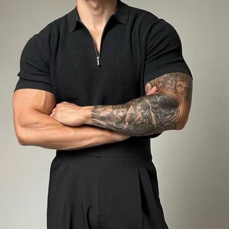 Heren Zip-Up Spiertrui Met Moderne Details 4