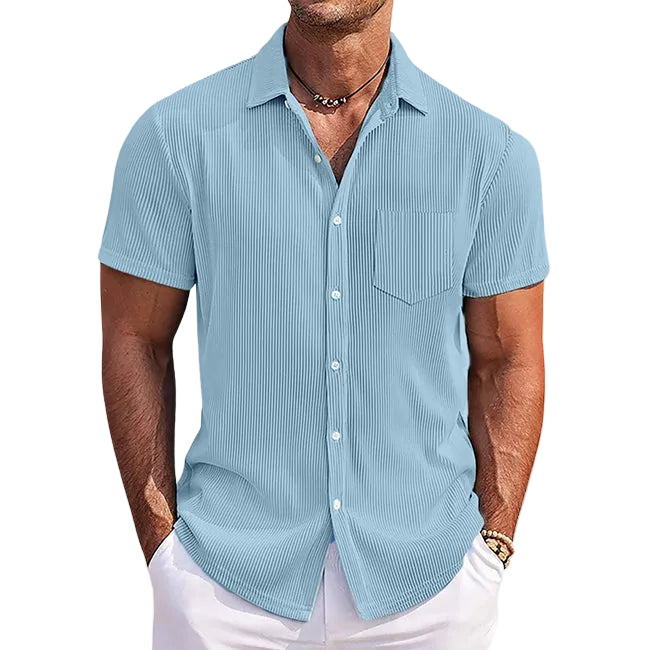 Heren Zomershirt Gestreept met Omslagkraag 0