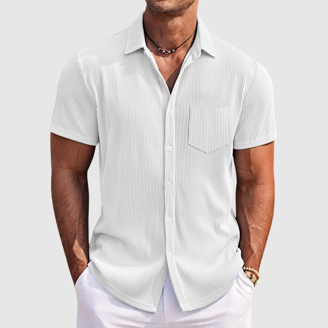 Heren Zomershirt Gestreept met Omslagkraag 2