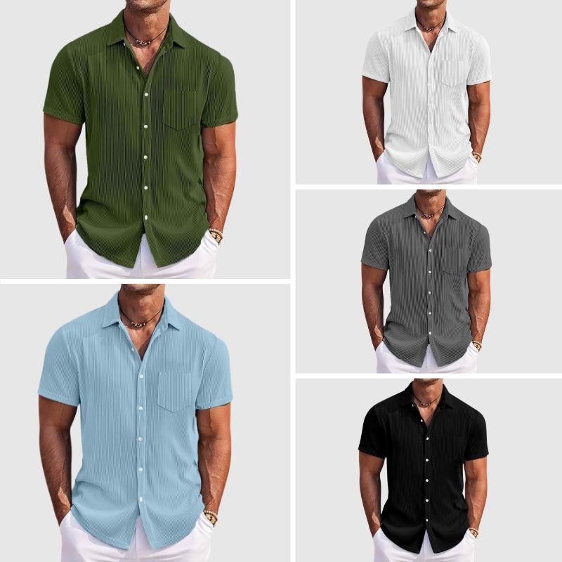 Heren Zomershirt Gestreept met Omslagkraag 5