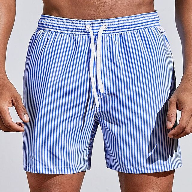 Heren Zwemshort Gestreept Stijlvol met Elastische Tailleband 0