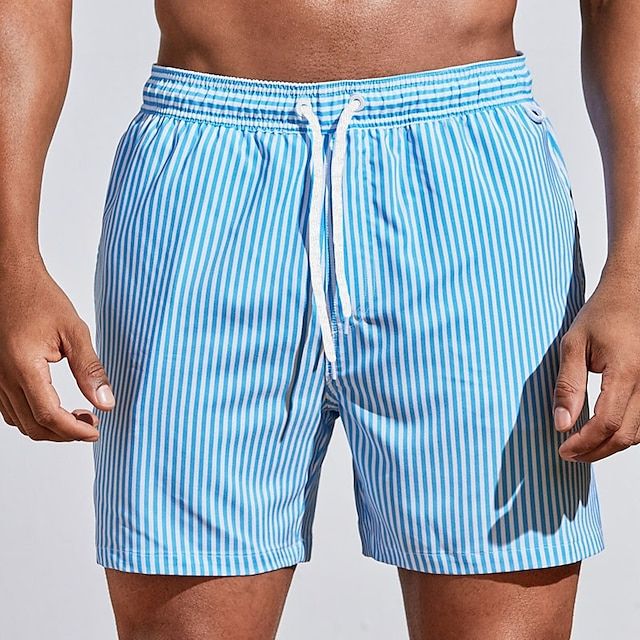 Heren Zwemshort Gestreept Stijlvol met Elastische Tailleband 1