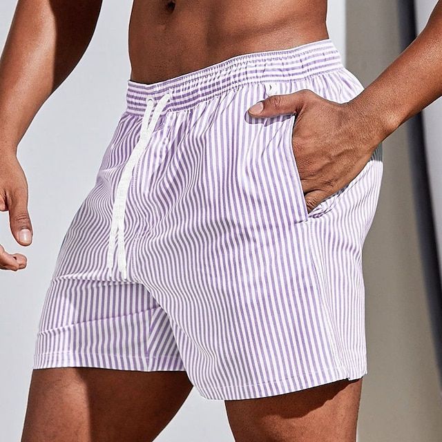 Heren Zwemshort Gestreept Stijlvol met Elastische Tailleband 3