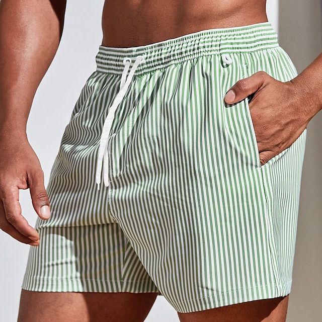 Heren Zwemshort Gestreept Stijlvol met Elastische Tailleband 4