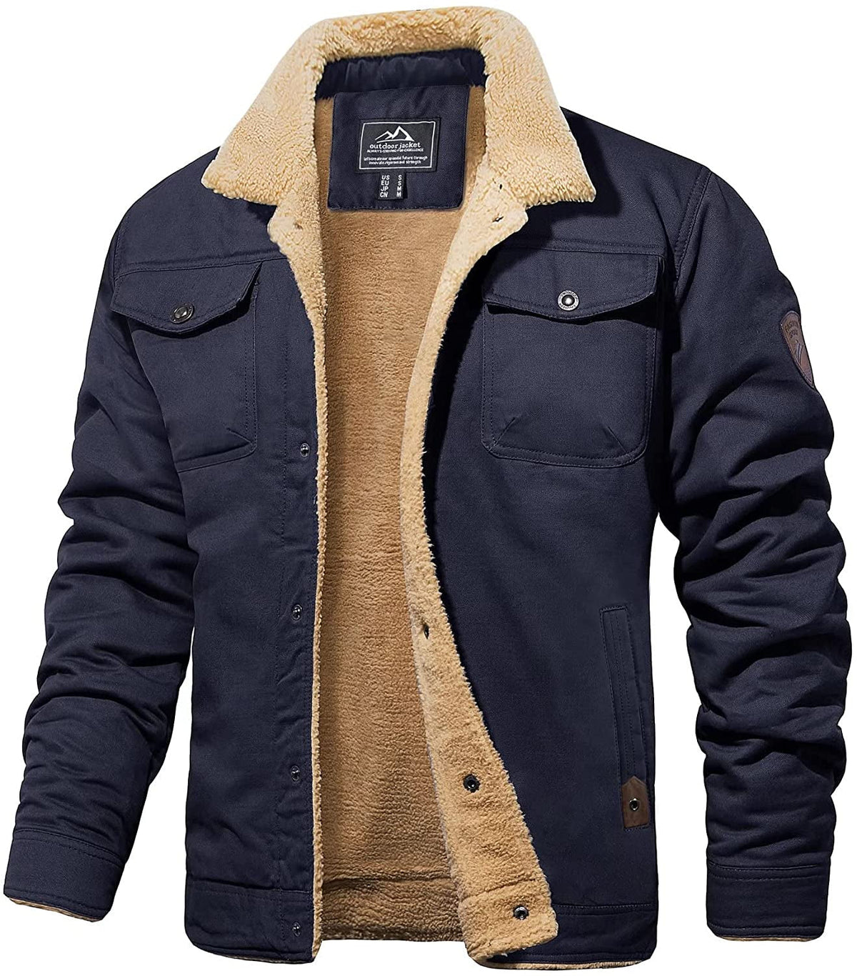 Heren shelljack met sherpa voering, waterdicht winterjack 4