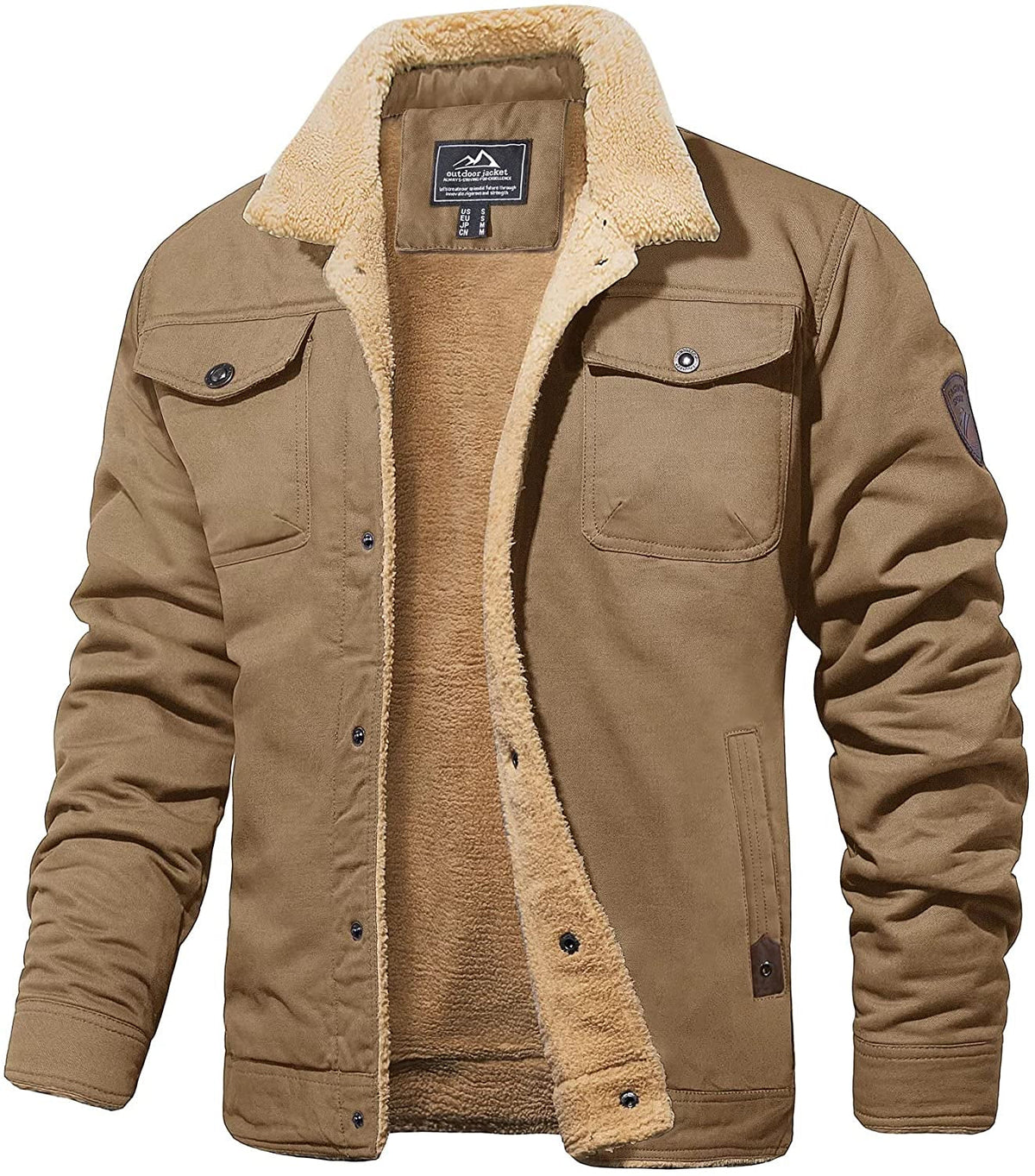 Heren shelljack met sherpa voering, waterdicht winterjack 7