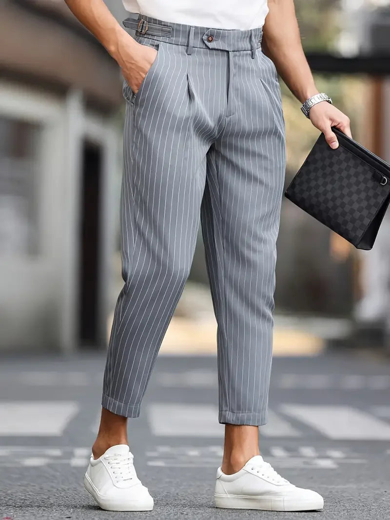Herenbroek Gestreept Cropped Stijl 2