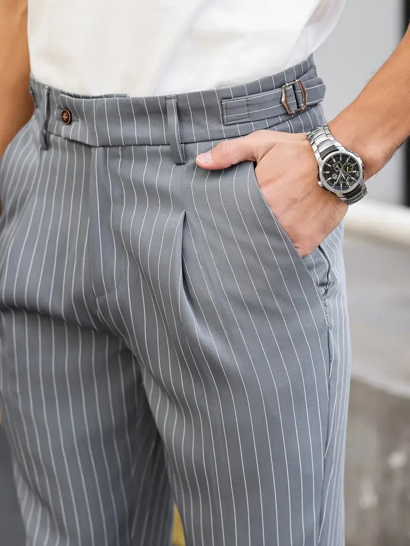Herenbroek Gestreept Cropped Stijl 4