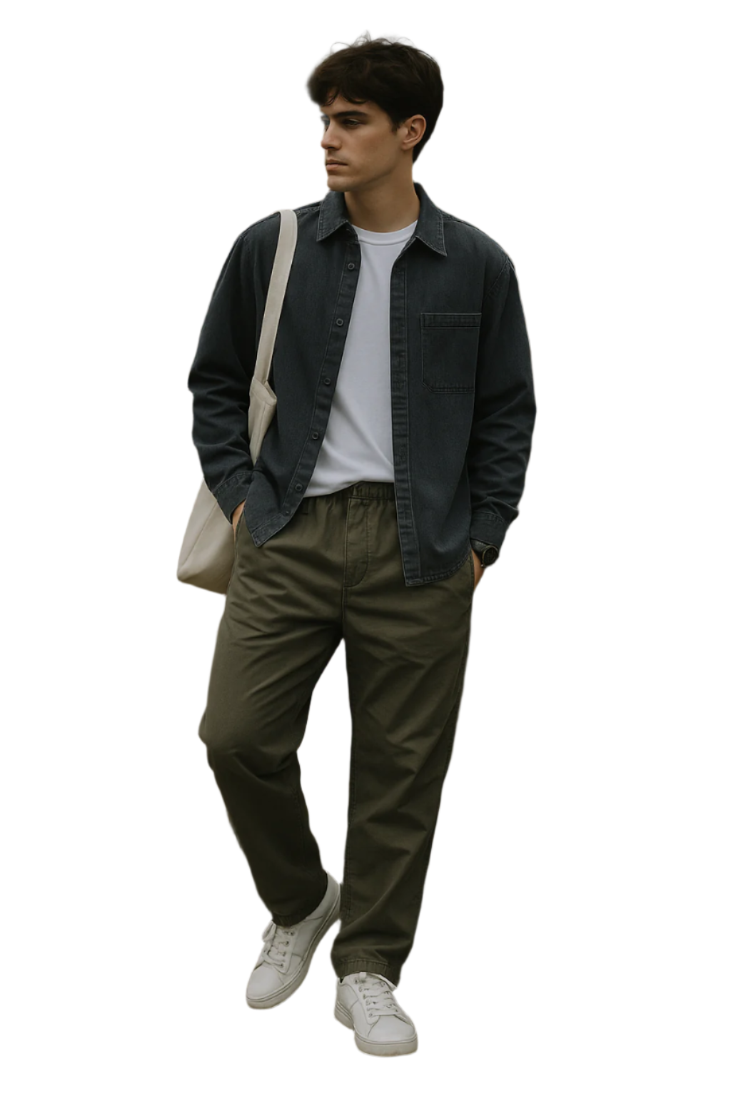 Herenbroek Relaxte Pasvorm Soepel Geweven 0