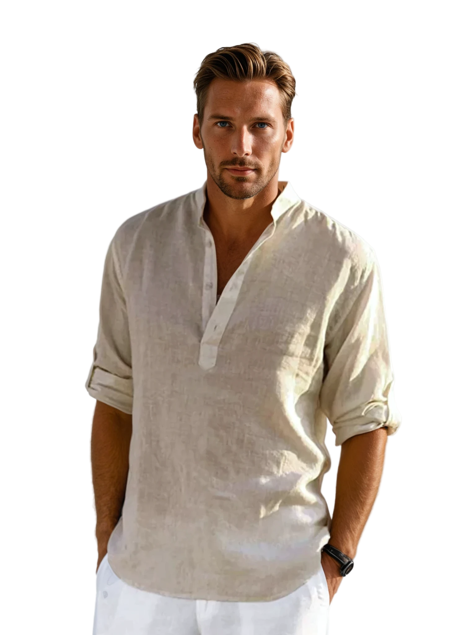 Herenoverhemd, tijdloze stijl, zomers, ademend 0