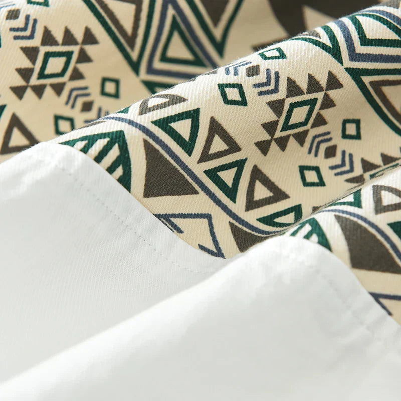 Heren Overhemd Casual Patchwork Katoen 4