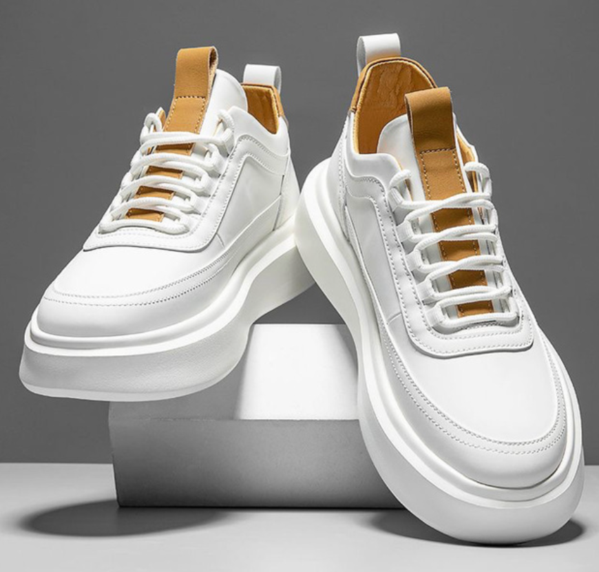 Heren Sneakers Witte Leer Trendy Comfortabel-1